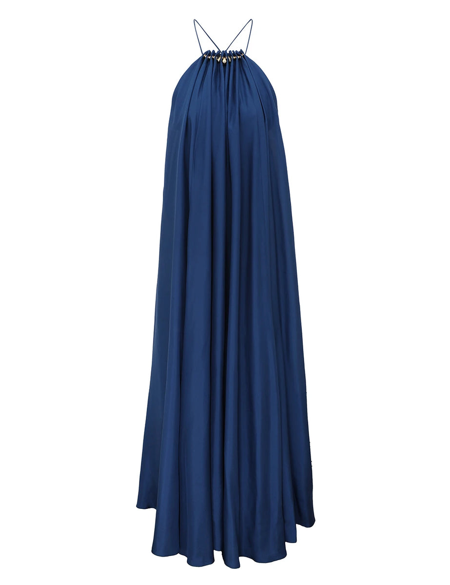 cobalt blue maxi dress ZIMMERMANN Aster Gathered Bead Maxi Dress | Dark Cobalt
