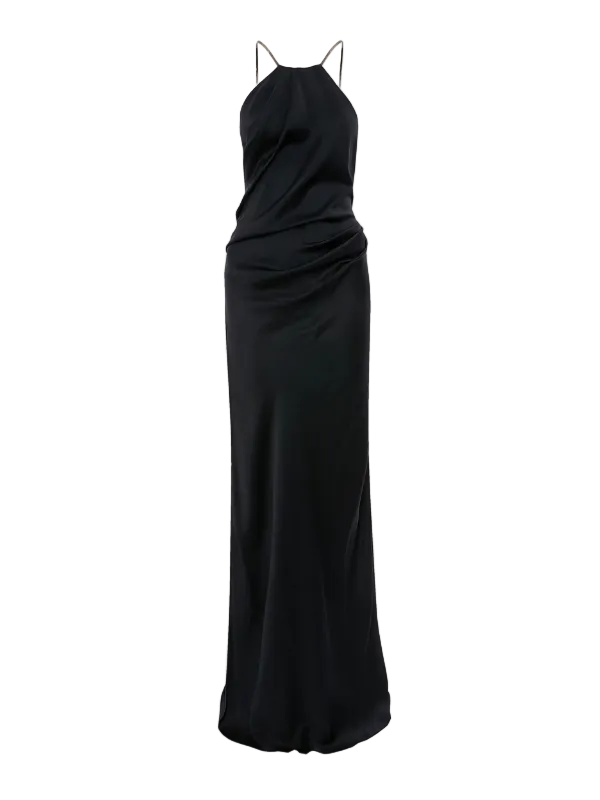 Navy Chain Halter Gown – ZOË