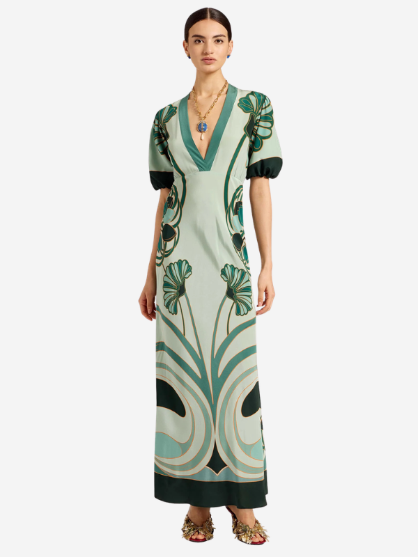 tulip dress design Tulips Forever Dress 6 / Red and Green Print on White