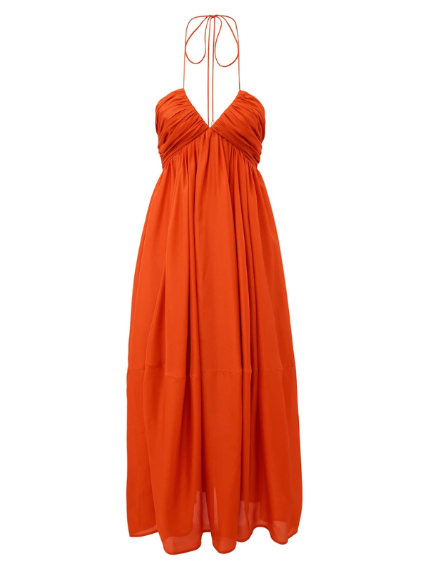 h&m orange maxi dress Shop Mahon Halter a smocked section at Size:EU 45 - US 11.5 DROP-SYNC Casual A Line Chiffon