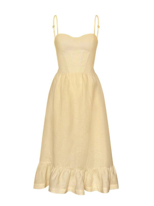 soft yellow midi dress Lulus | Yellow Satin Ruffled Midi Dress | Womens | Large (Available in XL)