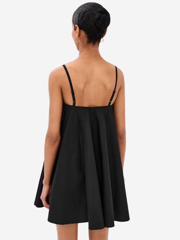 staud black mini dress STAUD, Cecily in Black, Size Medium _okendo:syndication_key:CL134605002 Mock turtleneck with back A Line Denim Maxi Size:A75