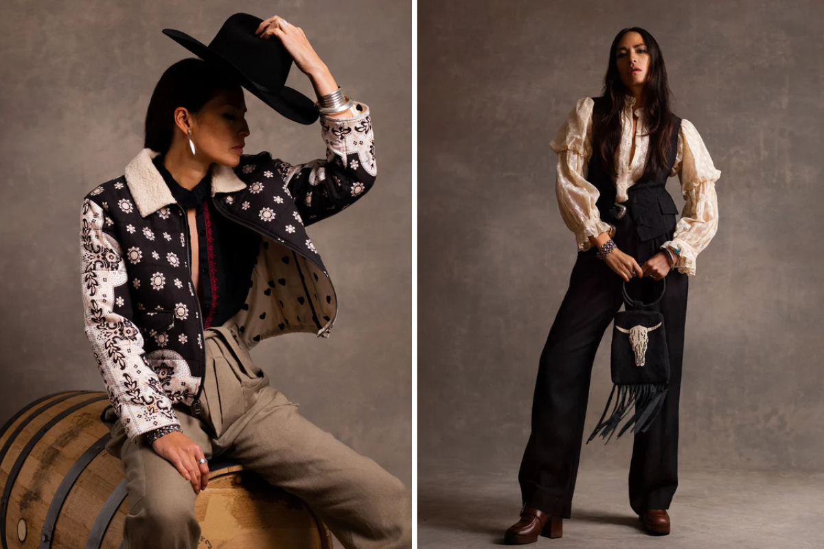 Alix of Bohemia Winn Floral Shirt in Terra Brown, a luxurious handmade piece inspired by mid-century Parisian Bohemians, showcasing intricate floral design for the free-spirited.