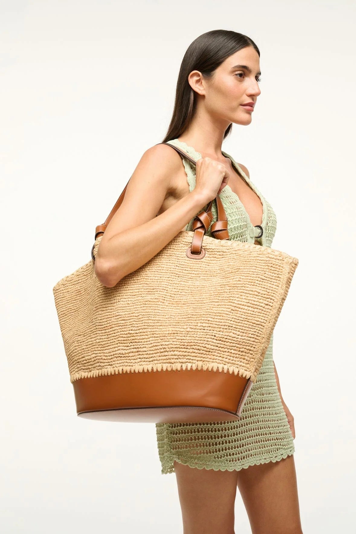 Squillo Raffia Tote in Natural Tan