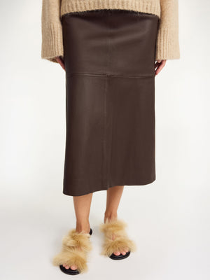 Simoas Leather Skirt in Dark Mahogany