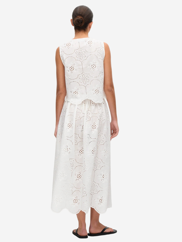 Broderice Tie Blouse in White