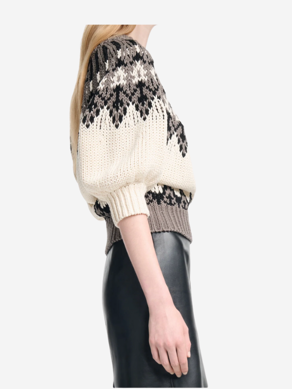 Side view of the Marty Sweater in Toffee by Altuzarra, capturing its elegant design and color.
