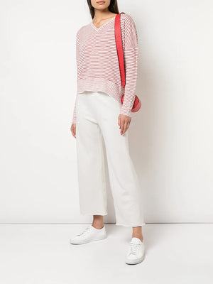 Close-up of Nili Lotan Kiki Sweatpant in Chalk, highlighting the soft 100% cotton fabric and vintage-style details.