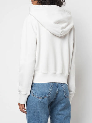 Back view of the Callie Hoodie in Chalk by Nili Lotan, emphasizing the trendy silhouette.