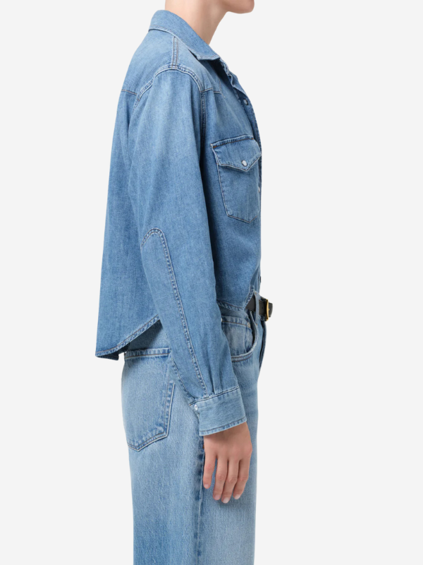 Cropped Western Shirt in Carolina Blue by Citizens of Humanity - featuring a relaxed fit and breathable Japanese denim fabric.
