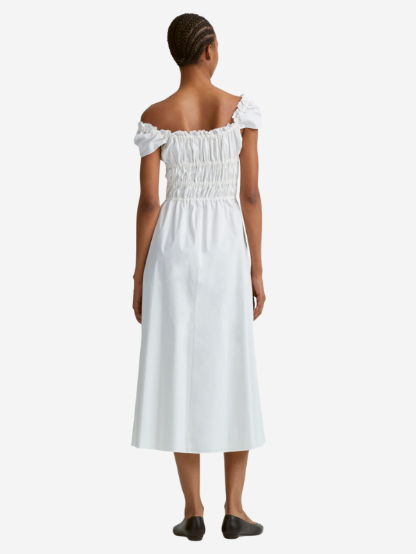 Full view of the stylish Lily Dress in Optic White from Altuzarra, perfect for summer occasions.