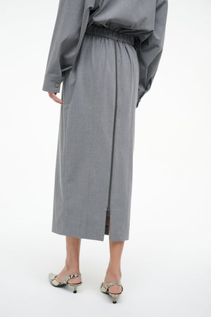 Full display of the Scout Dress in Static Grey by Staud, ideal for casual or formal occasions.