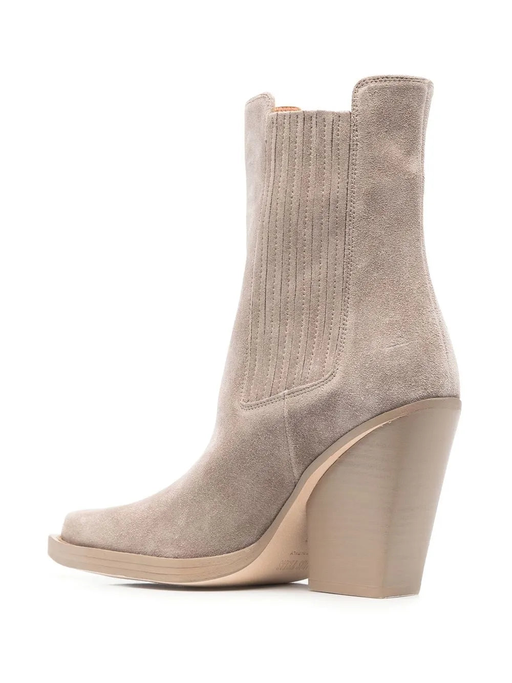 The Dallas Boot in Koala Suede by Paris Texas, highlighting its unique side inserts and chic ankle length.