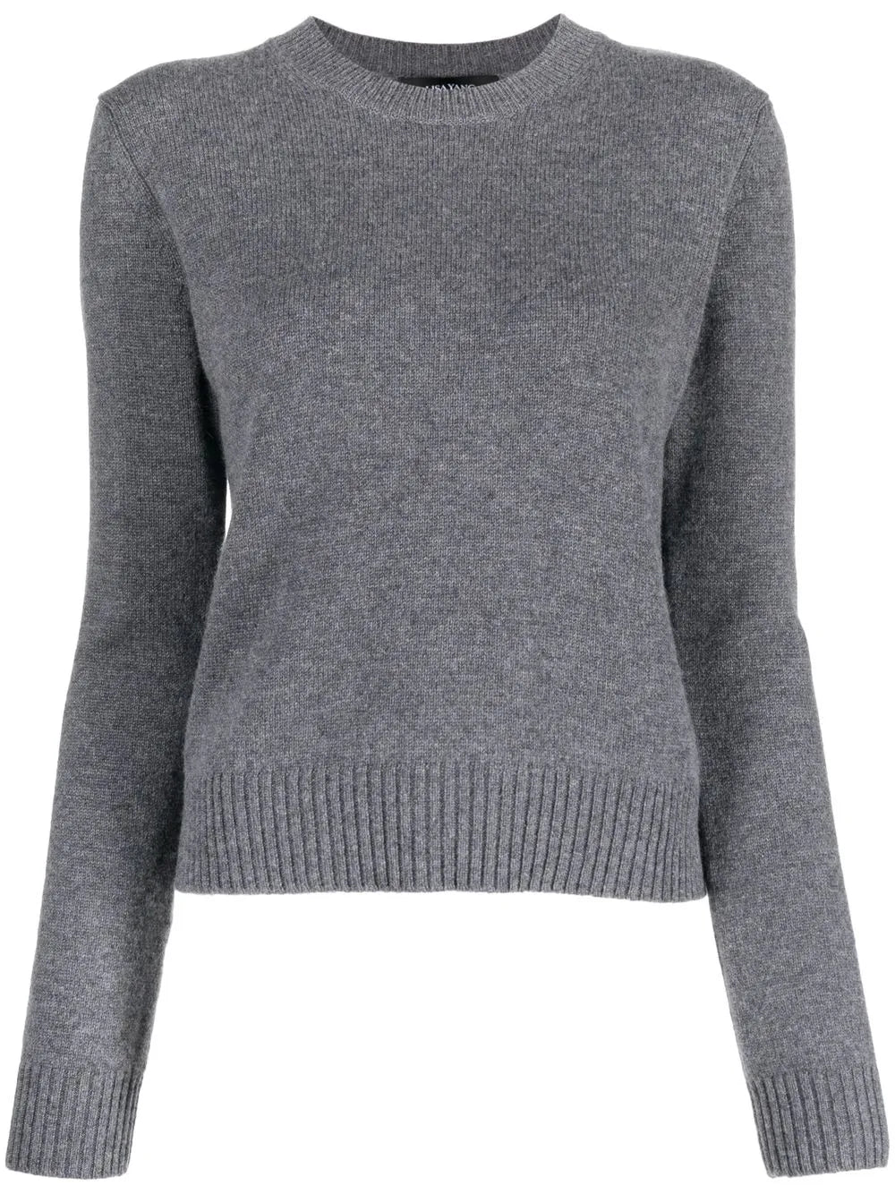 Mable Sweater in Graphite by Lisa Yang showcasing a women's crewneck design with full-length sleeves and ribbed trims.