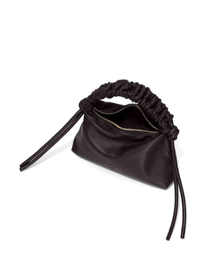 Mini Drawstring Leather Bag in Black