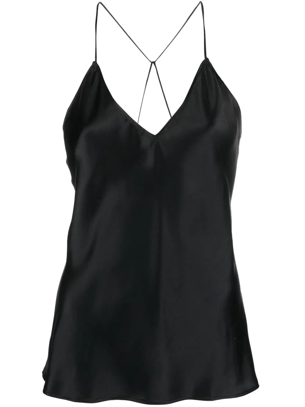 Emile Cami in Black by Nili Lotan, featuring a deep V neckline in luxurious Italian silk charmeuse.