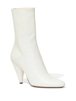 Cone Ankle Boots in Cream