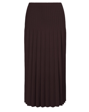 Stylish Lena Skirt in Earth by Staud, featuring pleats and ottoman stitch detailing.