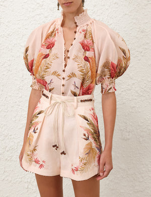 Ascension Tuck Short in Cream Palm Floral