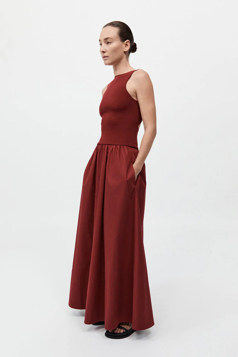 Bateau Cut Out Dress in Berry