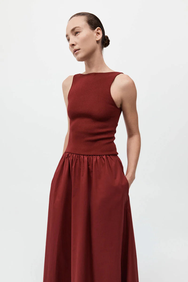 Bateau Cut Out Dress in Berry