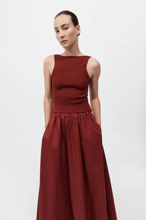 Bateau Cut Out Dress in Berry