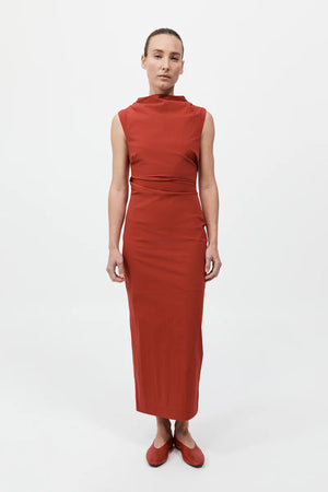 Soft Sculptural Dress in Rosso