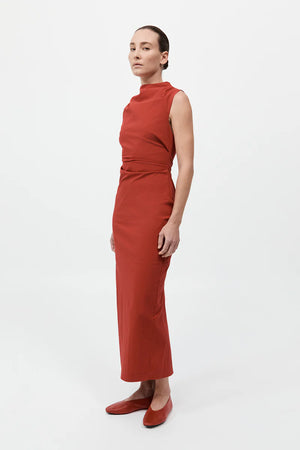 Soft Sculptural Dress in Rosso
