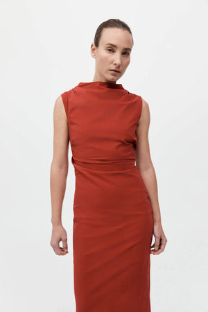 Soft Sculptural Dress in Rosso