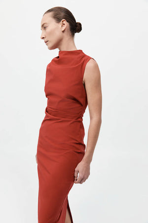 Soft Sculptural Dress in Rosso