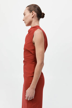 Soft Sculptural Dress in Rosso