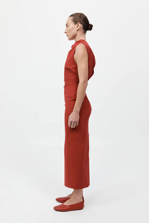 Soft Sculptural Dress in Rosso