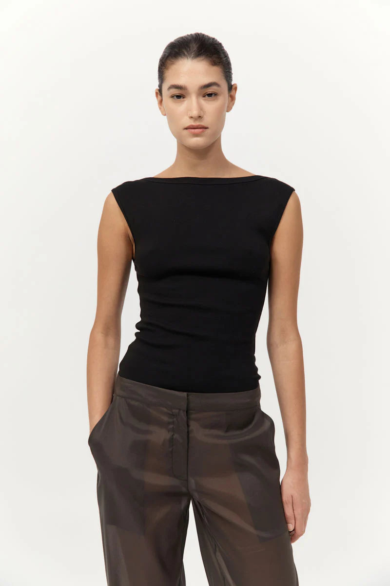 Organic Cotton Ballerina Top in Jet Black
