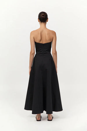 Sculpted Cotton Strapless Dress in Black