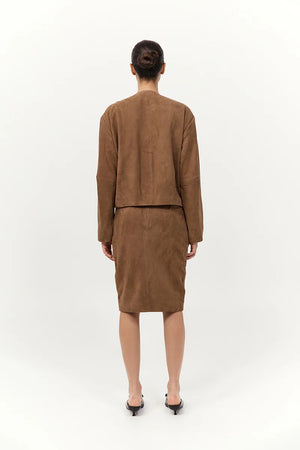 Suede Pencil Skirt in Toffee