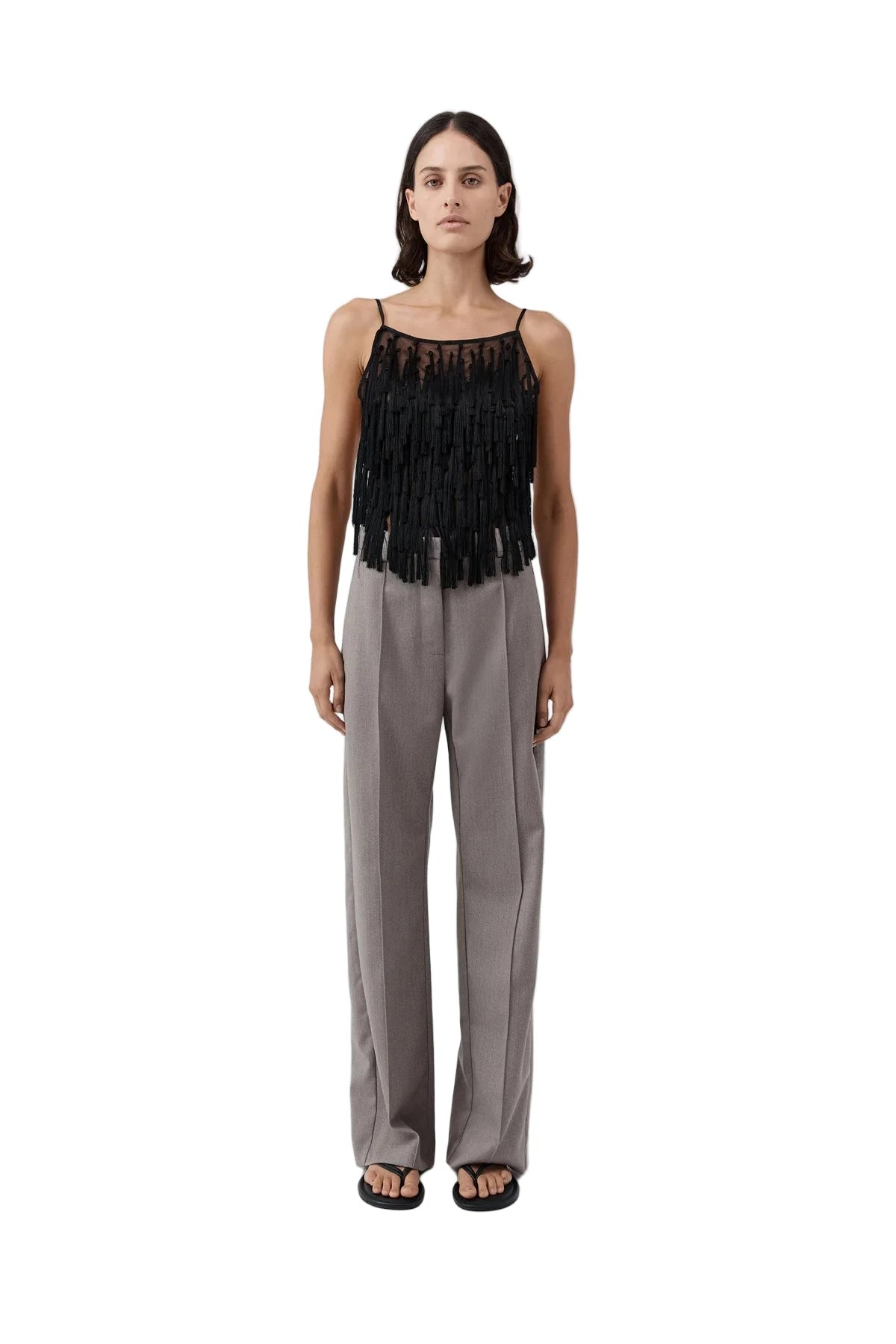 Oupa Pintuck Pants in Doe folded neatly, emphasizing the soft fabric and elegant color.