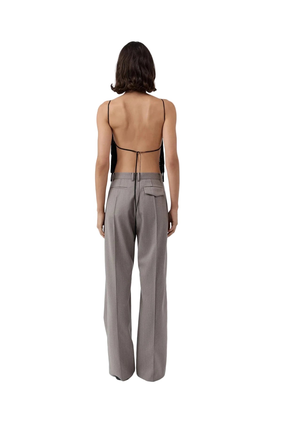 Back view of the Oupa Pintuck Pants in Doe, showing the well-tailored construction and streamlined silhouette.