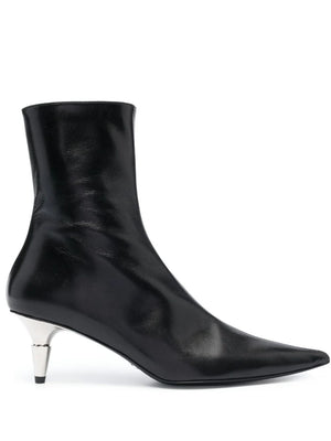 Spike Pointed Toe Ankle Boots in Black