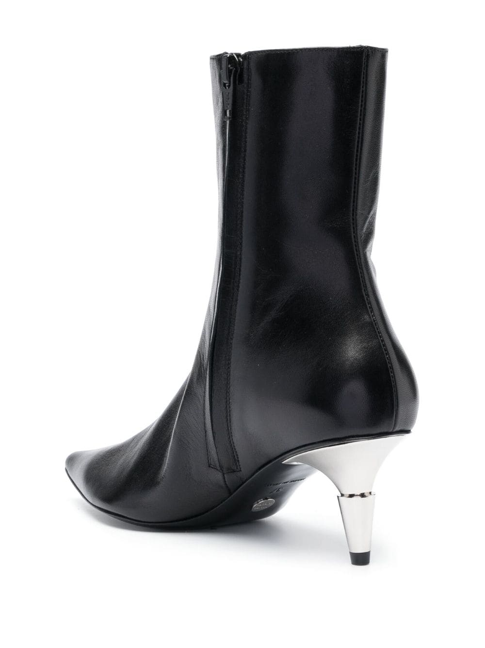 Spike Pointed Toe Ankle Boots in Black