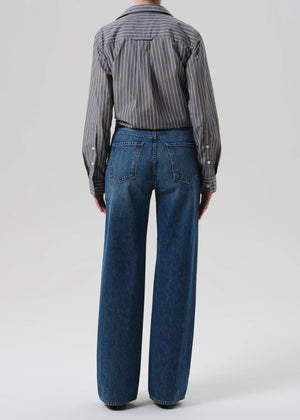 Back view of Annina Jean in Sunland, showing off the denim's structure and stitching details.