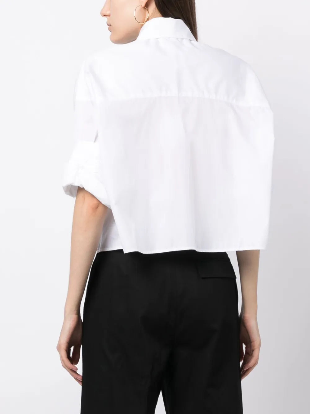 Back view of Next Ex in White by TWP, illustrating the modern cropped design and premium cotton texture.