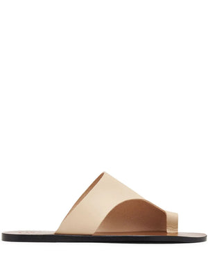Rosa Leather Cutout Sandals in Limestone