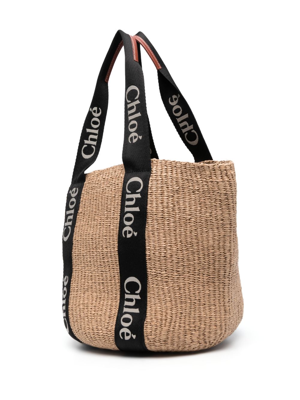 Large Woody Basket Bag in Black/Beige