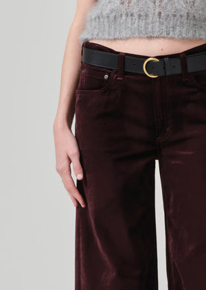 Loli Mid Rise Baggy Velvet in Burgundy