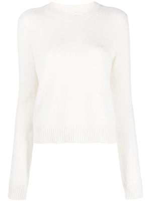 Mable Sweater in Cream by Lisa Yang, showcasing its soft cashmere texture and relaxed crewneck design.