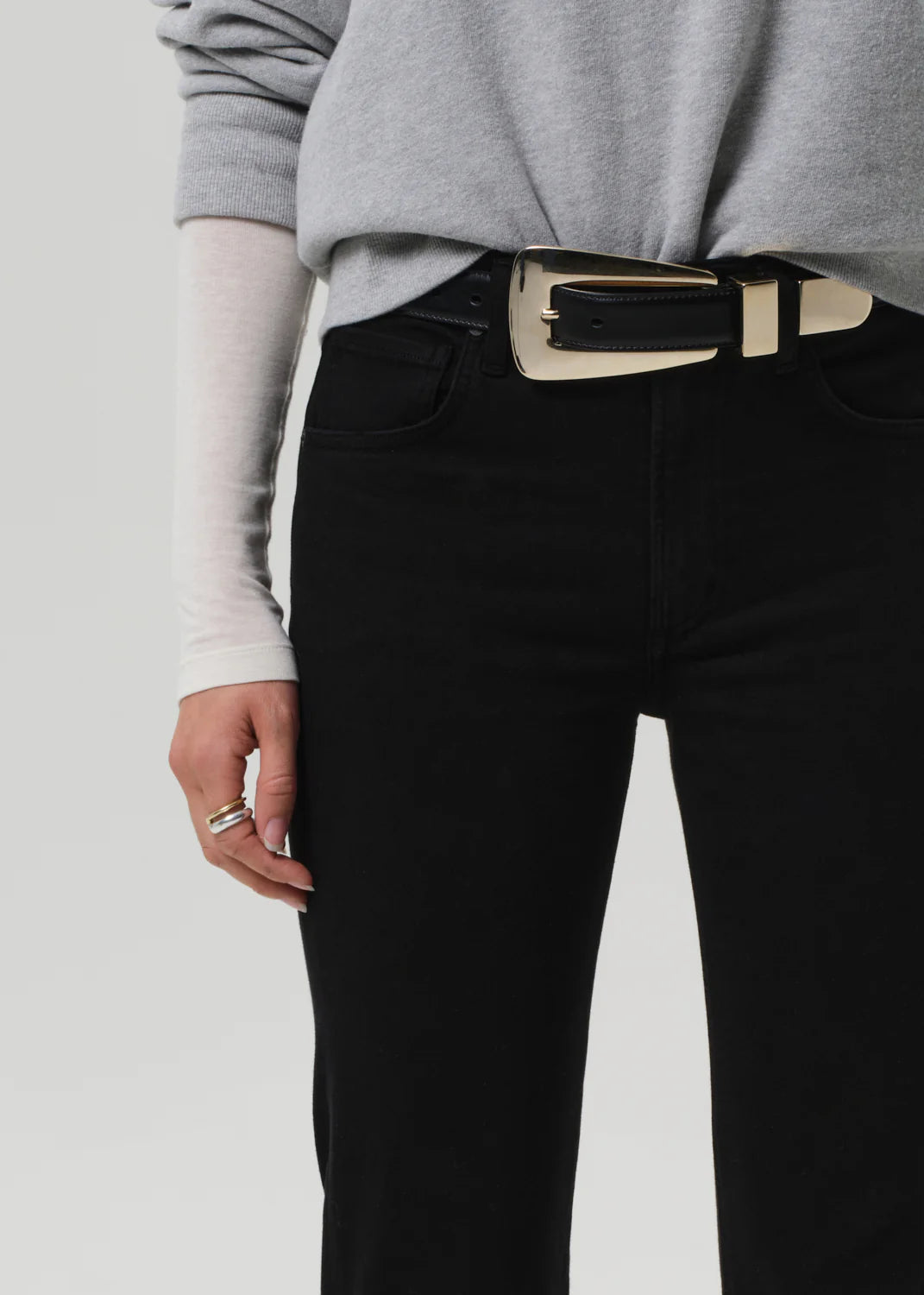 Lightweight feel and comfortable fit of Citizens of Humanity's Isola Slim in Plush Black denim.