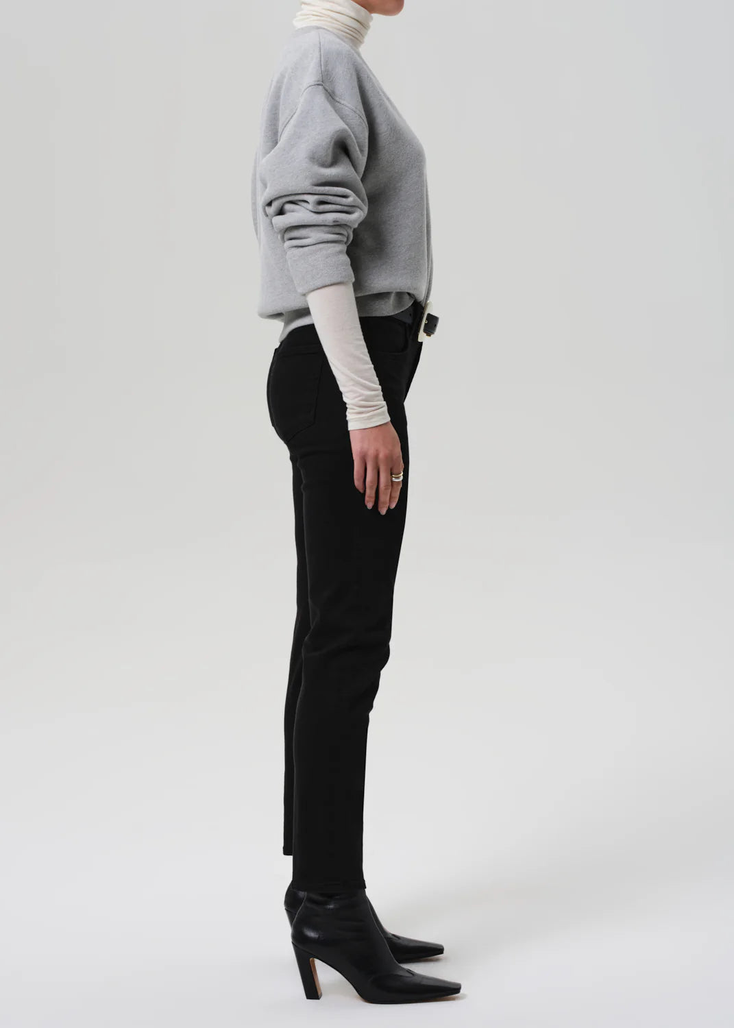 Back view of Isola Slim in Plush Black, emphasizing the sleek, polished finish.