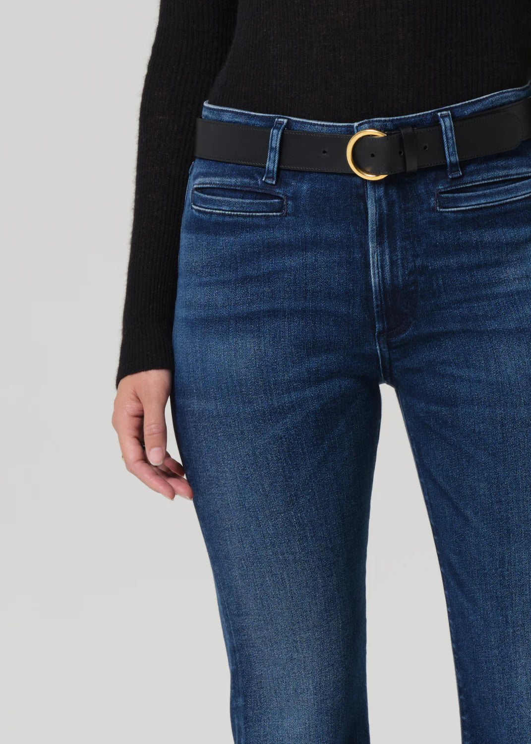 Flat lay of the Lilah Welt Pocket Flare in Marvita on a stylish background, showcasing its versatile color.