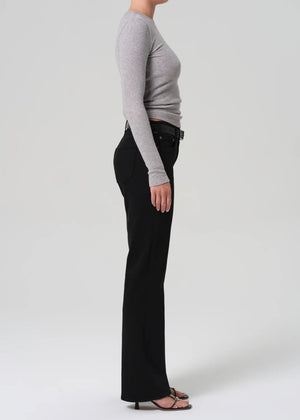 The Genova Low Rise Boot in Starless worn with an oversized sweater for a casual look.