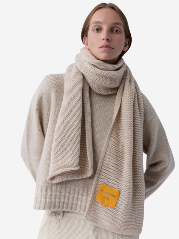 Cozy Blanket Scarf in Sand, perfect for layering, made from 100% cashmere by Guest in Residence.